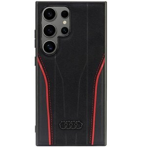 Etui AUDI Genuine Leather MagSafe do Samsung Galaxy S24 Ultra Czarno-czerwony