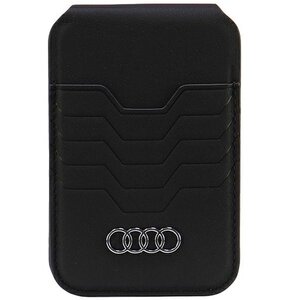 Etui na karty kredytowe AUDI Magsafe Leather Wallet Card Slot Stand do Apple iPhone 12/13/14/15 Czarny