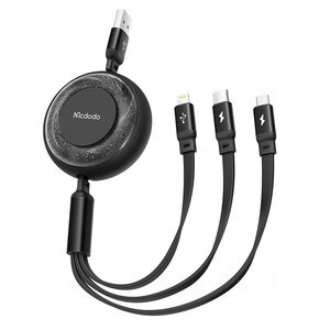 Kabel USB - USB-C/Lightning/Micro-USB MCDODO 3w1 1.2m Czarny