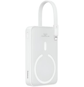 Powerbank BASEUS Magnetic Mini 10000mAh 20W Biały + Kabel Lightning