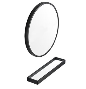 Lustro z półką MUFART 15099 średnica 80 cm Czarny
