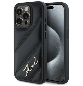 Etui KARL LAGERFELD Diagonal Quilted Script do Apple iPhone 13 Pro Czarny