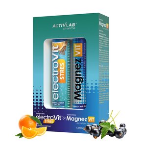 Elektrolity ACTIVLAB Stres Pomarańczowy + Magnez Czarna porzeczka (2 x 20 tabletek)