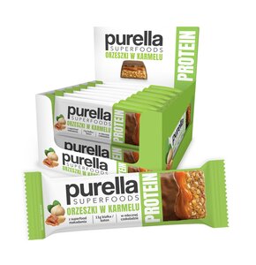 Baton proteinowy PURELLA Superfoods Orzeszki w karmelu (15 x 45 g)