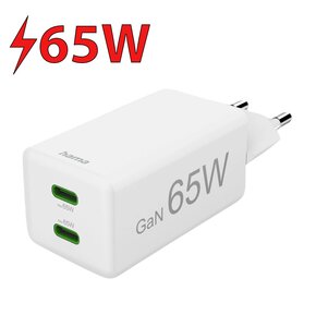Ładowarka sieciowa HAMA Mini 65W GAN PD QC Biały