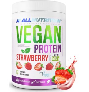 Odżywka białkowa ALLNUTRITION Vegan Protein Truskawkowy (500 g) Bez cukru i laktozy
