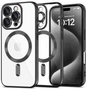 Etui TECH-PROTECT MagFlex MagSafe do Apple iPhone 16 Pro Przezroczysto-czarny (błyszczący)
