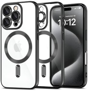 Etui TECH-PROTECT MagFlex MagSafe do Apple iPhone 16 Pro Max Przezroczysto-czarny (błyszczący)