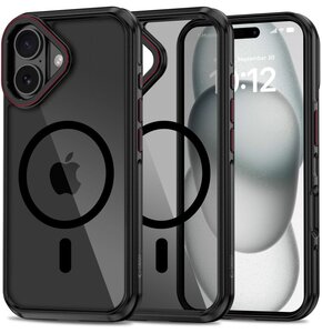 Etui TECH-PROTECT MagHybrid MagSafe do Apple iPhone 16 Czarno-czerwony
