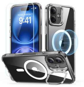 Etui ESR Classic Hybrid Kickstand HaloLock MagSafe + Tempered Glass do Apple iPhone 16 Plus Przezroczysty