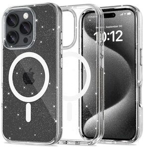 Etui TECH-PROTECT Flexair Hybrid MagSafe do Apple iPhone 16 Pro Max Przezroczysto-brokatowy