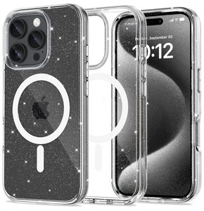 Etui TECH-PROTECT Flexair Hybrid MagSafe do Apple iPhone 16 Pro Przezroczysto-brokatowy