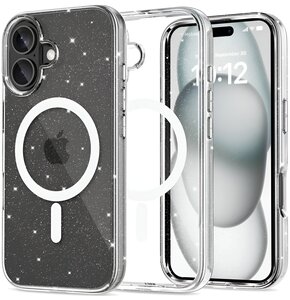 Etui TECH-PROTECT Flexair Hybrid MagSafe do Apple iPhone 16 Przezroczysto-brokatowy