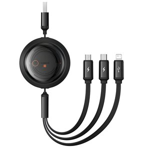 Kabel USB - Micro USB/Lightning/USB-C BASEUS Free2Draw 3w1 1.1m Czarny