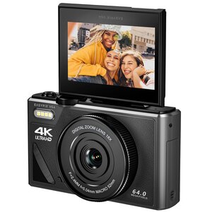 Aparat EASYPIX V64 Flip Czarny, 18x zoom cyfrowy, 4K