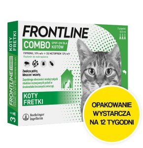 Roztwór do nakrapiania dla kotów FRONTLINE Combo 3 x 0.5 ml Ochrona przez 12 tygodni