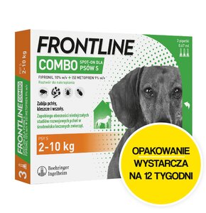 Roztwór do nakrapiania dla psów FRONTLINE Combo S (2 - 10 kg) 3 x 0.67 ml Ochrona przez 12 tygodni
