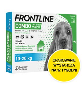 Roztwór do nakrapiania dla psów FRONTLINE Combo M (10 - 20 kg) 3 x 1.34 ml Ochrona przez 12 tygodni