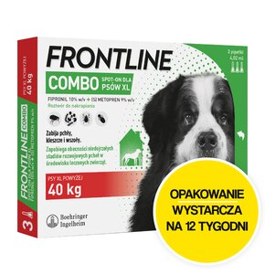Roztwór do nakrapiania dla psów FRONTLINE Combo XL (40 - 60 kg) 3 x 4.02 ml Ochrona przez 12 tygodni