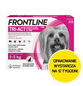 Roztwór do nakrapiania dla psów FRONTLINE TRI-ACT XS 3 x 0,5 ml Ochrona przez 12 tygodni