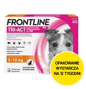 Roztwór do nakrapiania dla psów FRONTLINE TRI-ACT S 3 x 1 ml Ochrona przez 12 tygodni