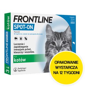 Roztwór do nakrapiania dla kotów FRONTLINE Spot-On 3 x 0.5 ml Ochrona przez 12 tygodni