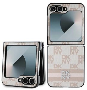 Etui DKNY Chequered Pattern Printed Stripes do Samsung Galaxy Z Flip 6 Różowy