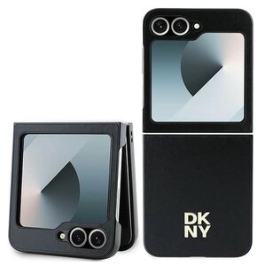 Etui DKNY Leather Metal Stack Logo do Samsung Galaxy Z Flip 6 Czarny