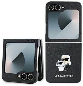 Etui KARL LAGERFELD Saffiano Metal Pin do Samsung Galaxy Z Flip 6 / Flip 7 FE Czarny