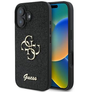 Etui GUESS Fixed Glitter Big 4G do Apple iPhone 16 Plus Czarny