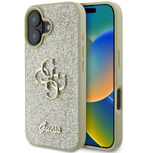 Etui GUESS Fixed Glitter Big 4G do Apple iPhone 16 Plus Złoty