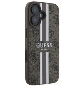Etui GUESS 4G Printed Stripes MagSafe do Apple iPhone 16 Pro Max Brązowy