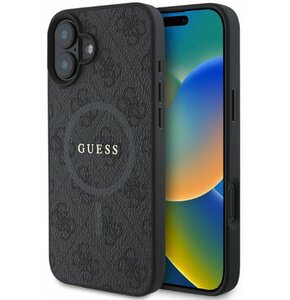 Etui GUESS 4G Ring Classic Logo MagSafe do Apple iPhone 16 Czarny