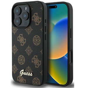 Etui GUESS Peony Script MagSafe do Apple iPhone 16 Pro Czarny