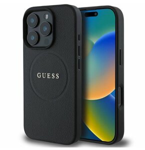 Etui GUESS Grained Ring MagSafe do Apple iPhone 16 Pro Max Czarny