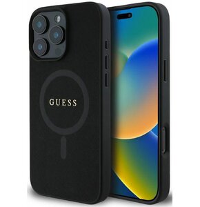 Etui GUESS Saffiano Classic Logo MagSafe do Apple iPhone 16 Pro Czarny