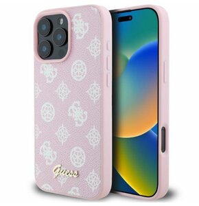 Etui GUESS Peony Script MagSafe do Apple iPhone 16 Pro Max Różowy