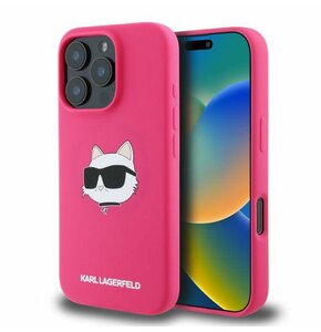 Etui KARL LAGERFELD Silicone Choupette Head Print MagSafe do Apple iPhone 16 Pro Fuksja