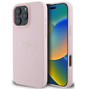 Etui GUESS Grained Ring MagSafe do Apple iPhone 15 Pro Max Różowy