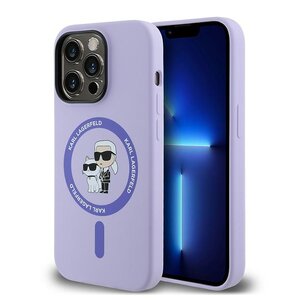 Etui KARL LAGERFELD Silicone KC Heads MagSafe do Apple iPhone 14 Pro Fioletowy