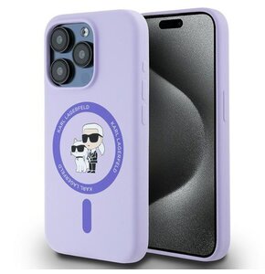 Etui KARL LAGERFELD Silicone KC Heads MagSafe do Apple iPhone 15 Pro Fioletowy