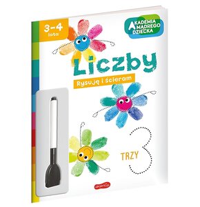 Książka z zadaniami Akademia Mądrego Dziecka. Rysuję i ścieram Liczby (miękka okładka)