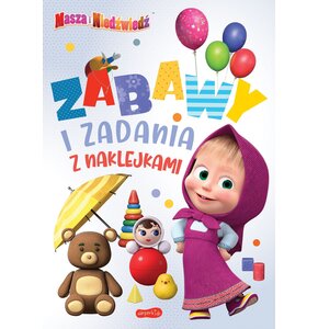 Książka z zadaniami Masza i Niedźwiedź Zabawy i zadania z naklejkami 2 (miękka okładka)