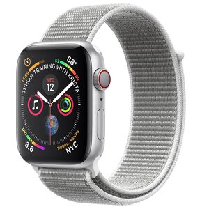 APPLE Watch 4 GPS + Cellular 44mm koperta z aluminium (srebrny) + pasek sportowy (porcelanowy)