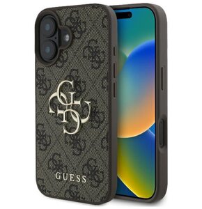 Etui GUESS Quilted Metal Logo do Apple iPhone 16 Plus Brązowy