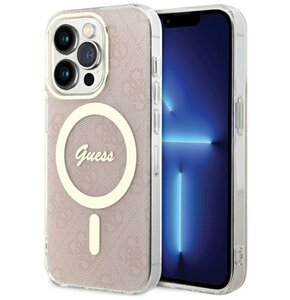Etui GUESS IML 4G MagSafe do Apple iPhone 15 Pro Różowy