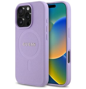 Etui GUESS Saffiano MagSafe do Apple iPhone 16 Pro Max Fioletowy