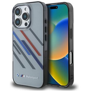 Etui BMW Motosport IML Random Stripes do Apple iPhone 16 Pro Szary
