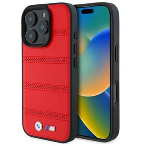 Etui BMW M Perforated And Stitched Line MagSafe do Apple iPhone 16 Pro Czerwony