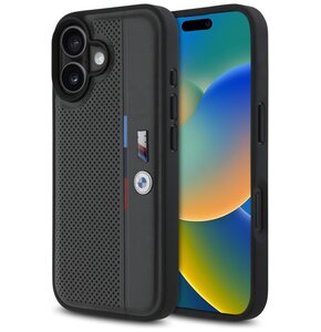 Etui BMW M Perforated Tricolor Detail Line do Apple iPhone 16 Antracyt